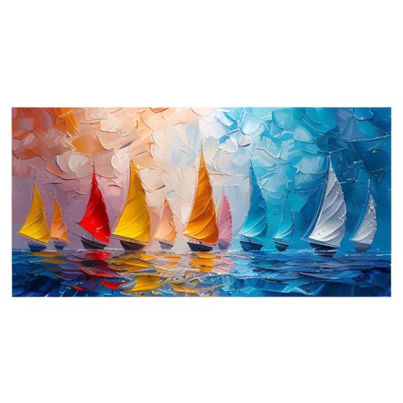 Painting of Colourful Sailboats