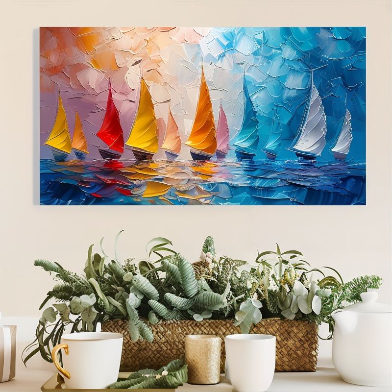 Painting of Colourful Sailboats