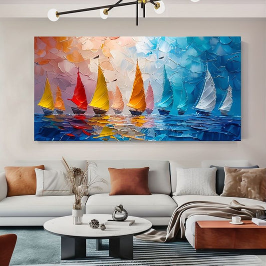 Painting of Colourful Sailboats
