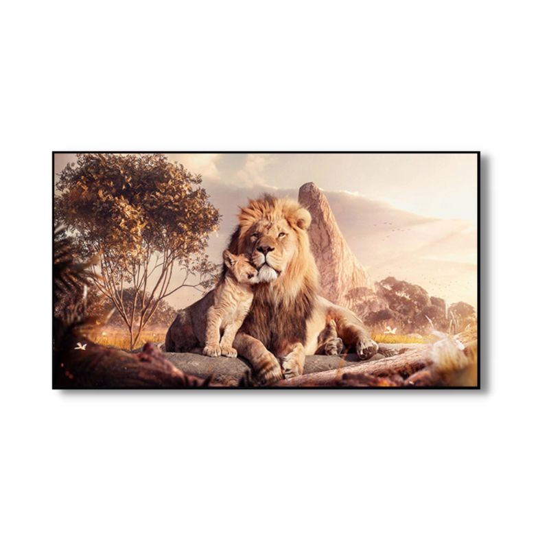 Painting Of Lion And Lion Cub Wall Art Canvas Print