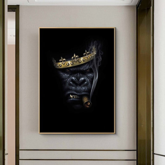 Gorilla & Cigar Wall Art Canvas Print