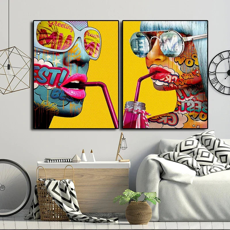 Pop Art portrait of a woman wall art