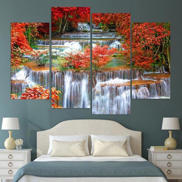 Quadruple Panel Autumn Cascade Canvas Print
