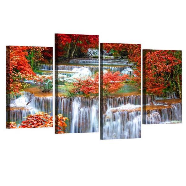 Quadruple Panel Autumn Cascade Canvas Print