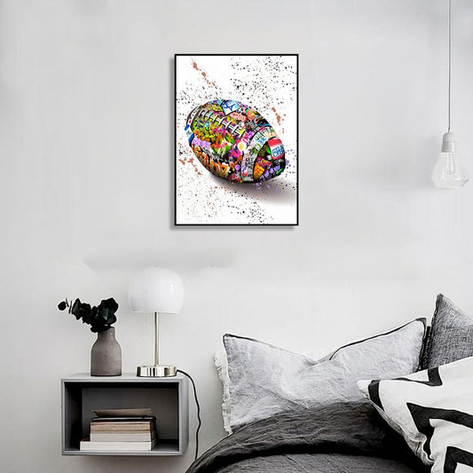 Rugby Ball Street Art Wall Art Canvas Print