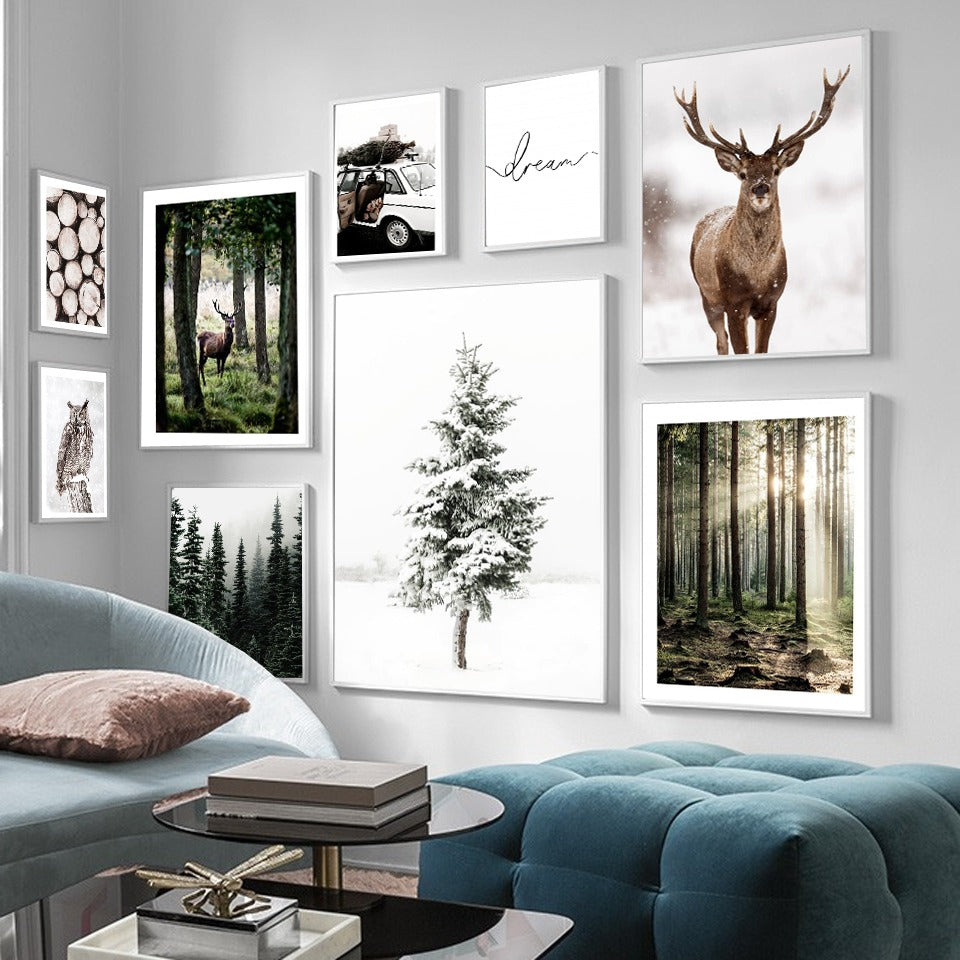 Scandinavian Stag Wall Art Canvas Print