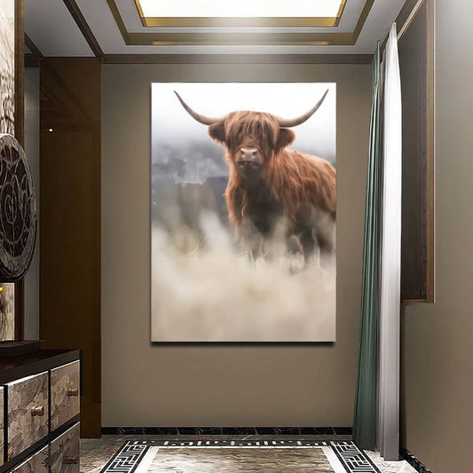 Scottish Highland Cow Wall Art Canvas Print