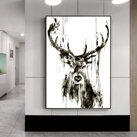 Stag Painting Wall Art Canvas Print