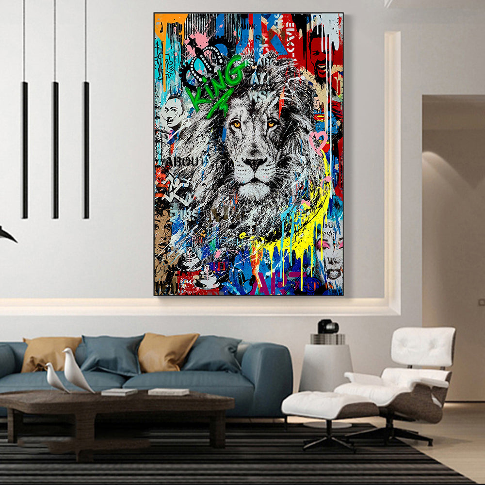Street Art Lion Wall Art Canvas Print