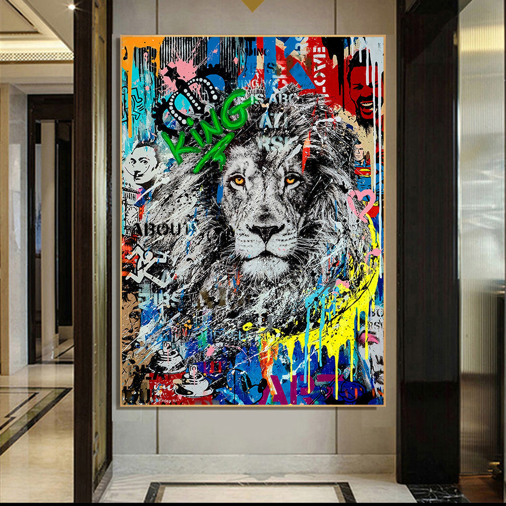 Street Art Lion Wall Art Canvas Print