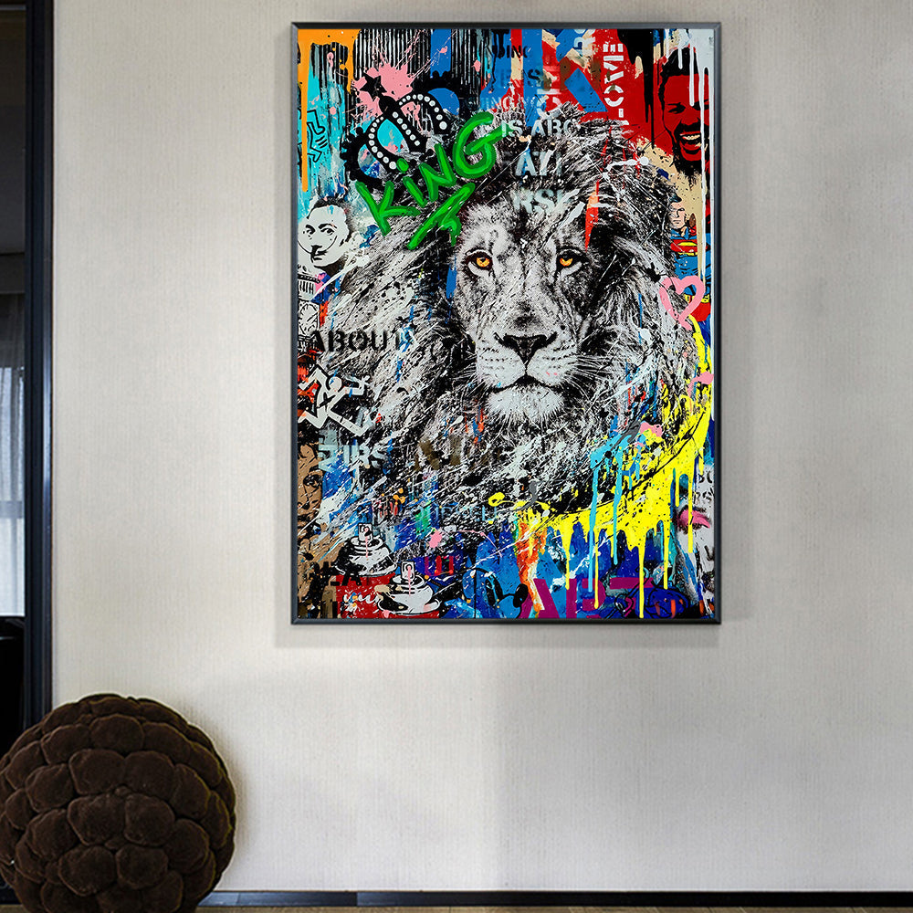 Street Art Lion Wall Art Canvas Print