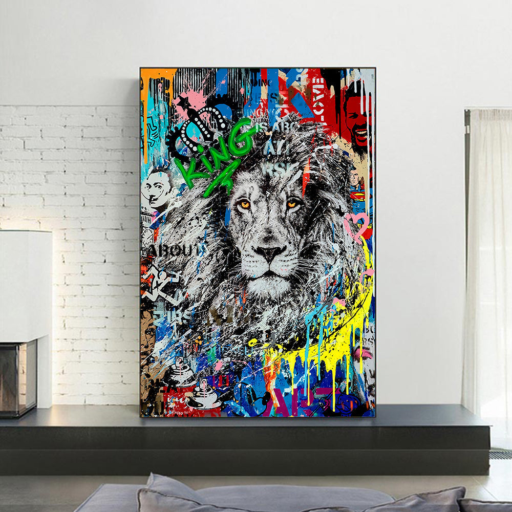 Street Art Lion Wall Art Canvas Print