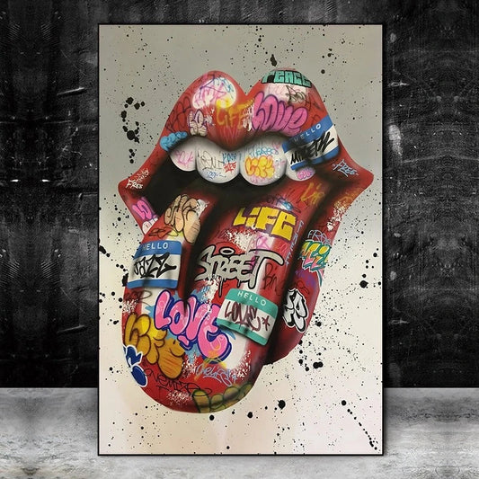 Street Art Mouth Wall Art Canvas Print