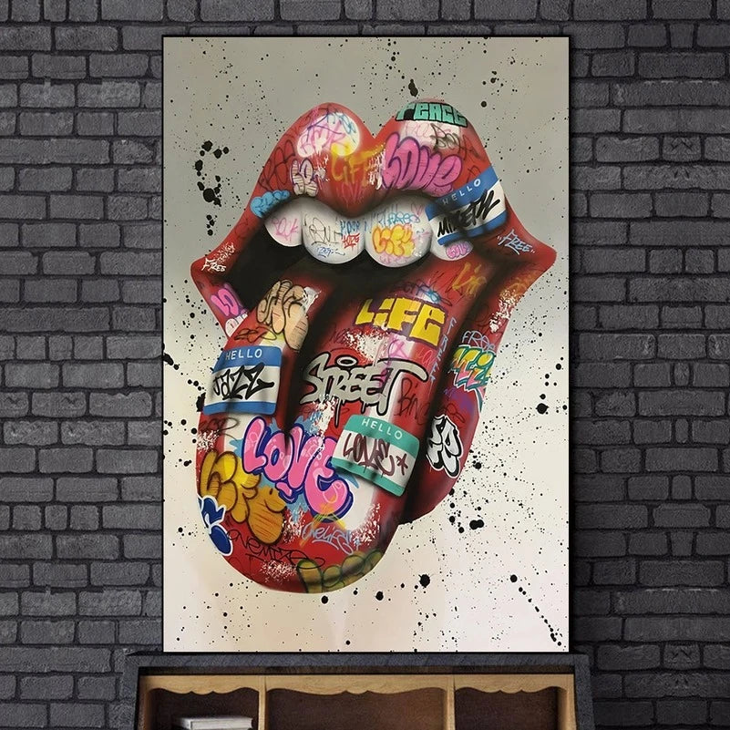 Street Art Mouth Wall Art Canvas Print