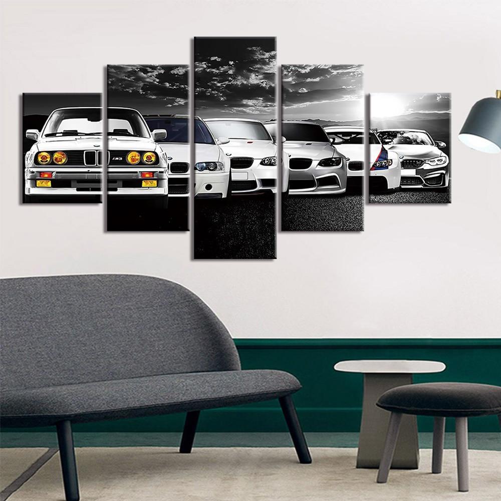 Tableau BMW, Évolution | Décoration murale en 5 parties imprimée sur toile. - wallartcorner.co.uk
