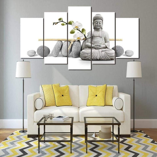 BOUDDHA DE PIERRE 8 - Tableau mural sur toile imprimée - wallartcorner.co.uk