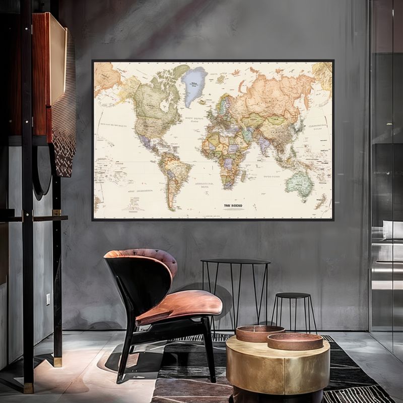 World Map with Country Canvas Print