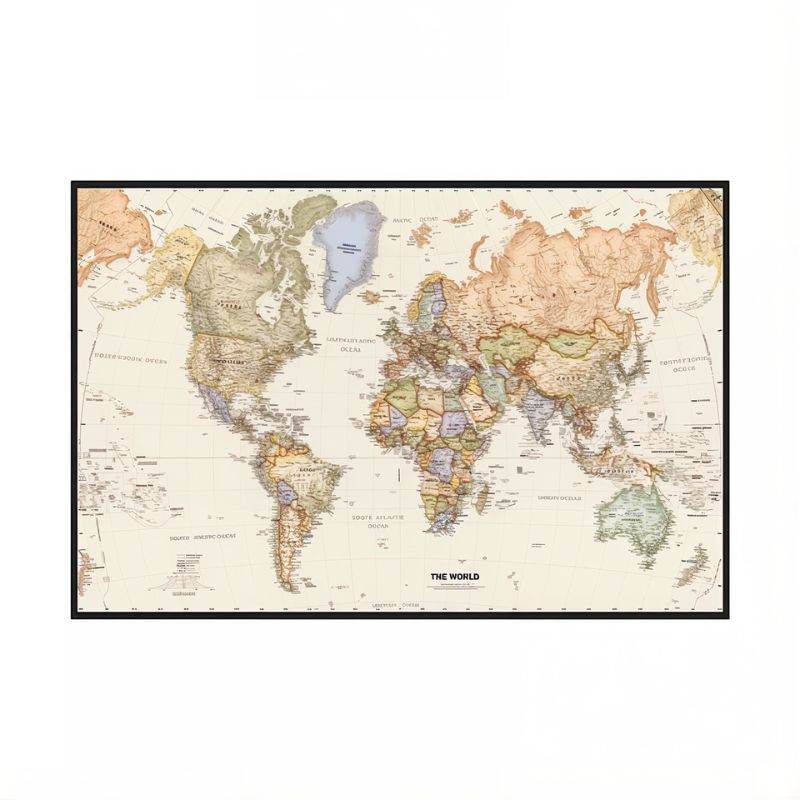 World Map with Country Canvas Print