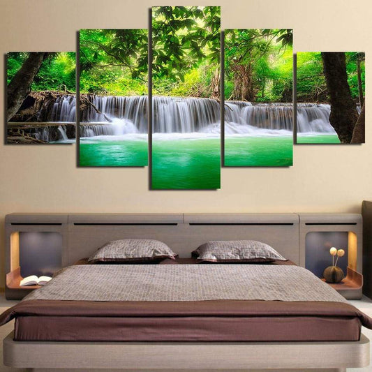CASCADE VERTE - Tableau mural sur toile imprimée - wallartcorner.co.uk