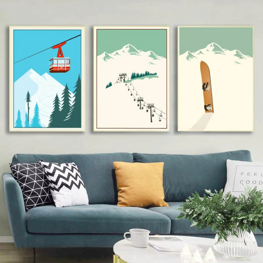 Vintage Mountain Wall Art Canvas Print