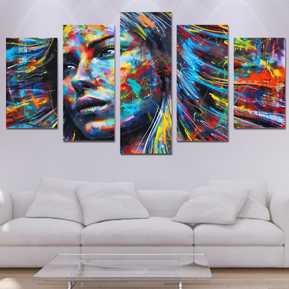 FEMME COLORÉE - Tableau mural sur toile imprimée - wallartcorner.co.uk