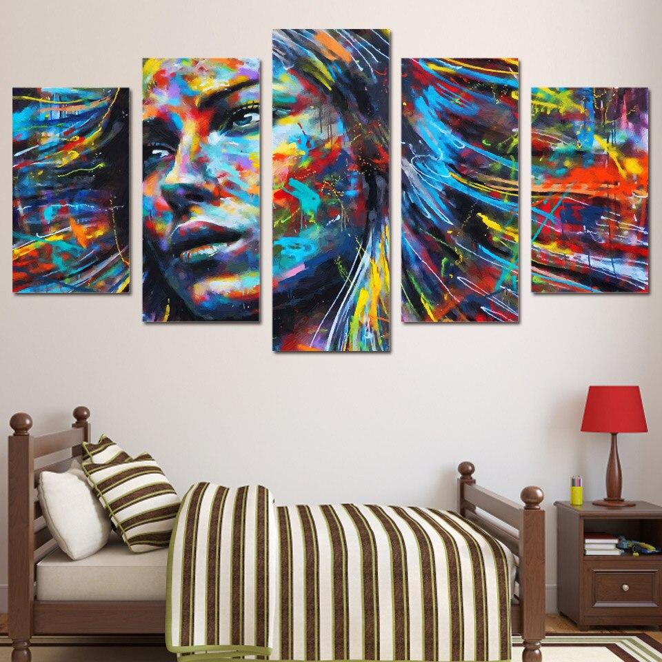 FEMME COLORÉE - Tableau mural sur toile imprimée - wallartcorner.co.uk