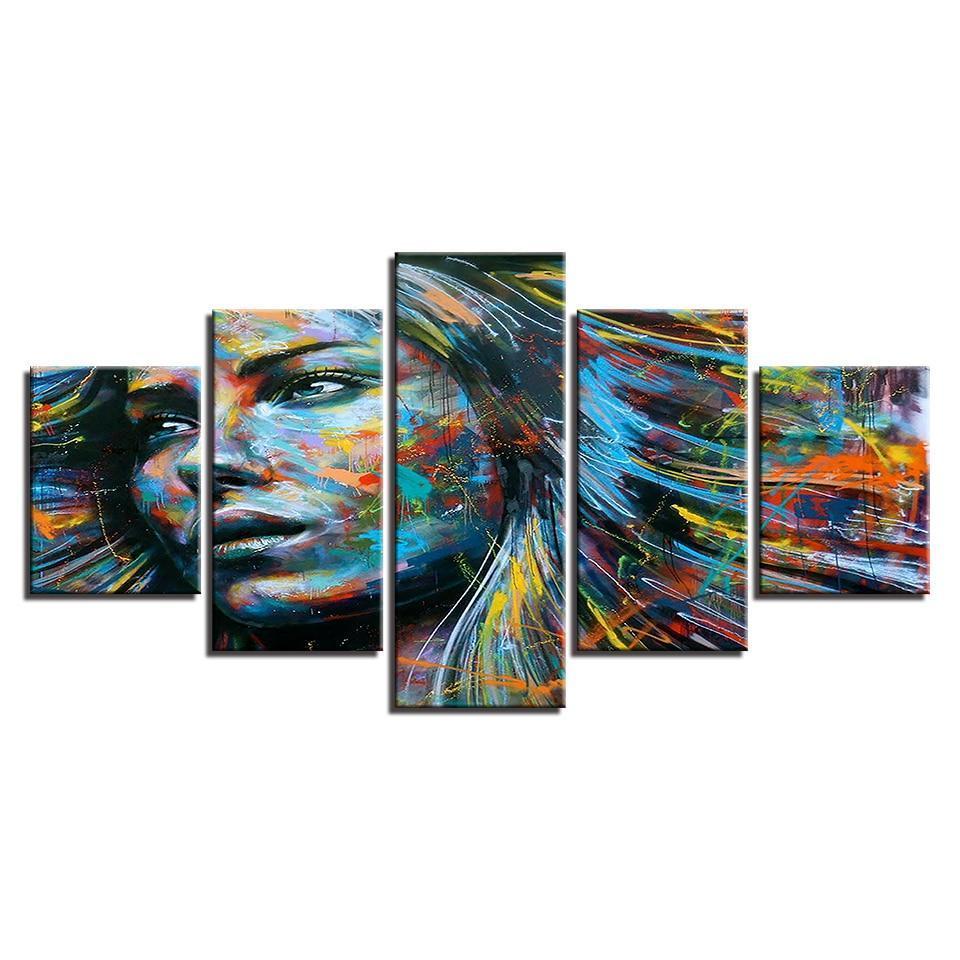 FEMME COLORÉE - Tableau mural sur toile imprimée - wallartcorner.co.uk