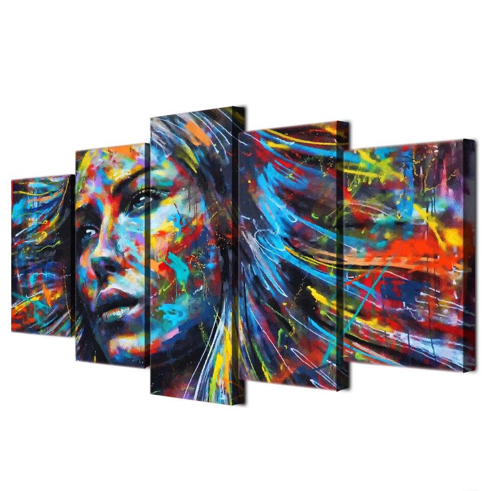 FEMME COLORÉE - Tableau mural sur toile imprimée - wallartcorner.co.uk