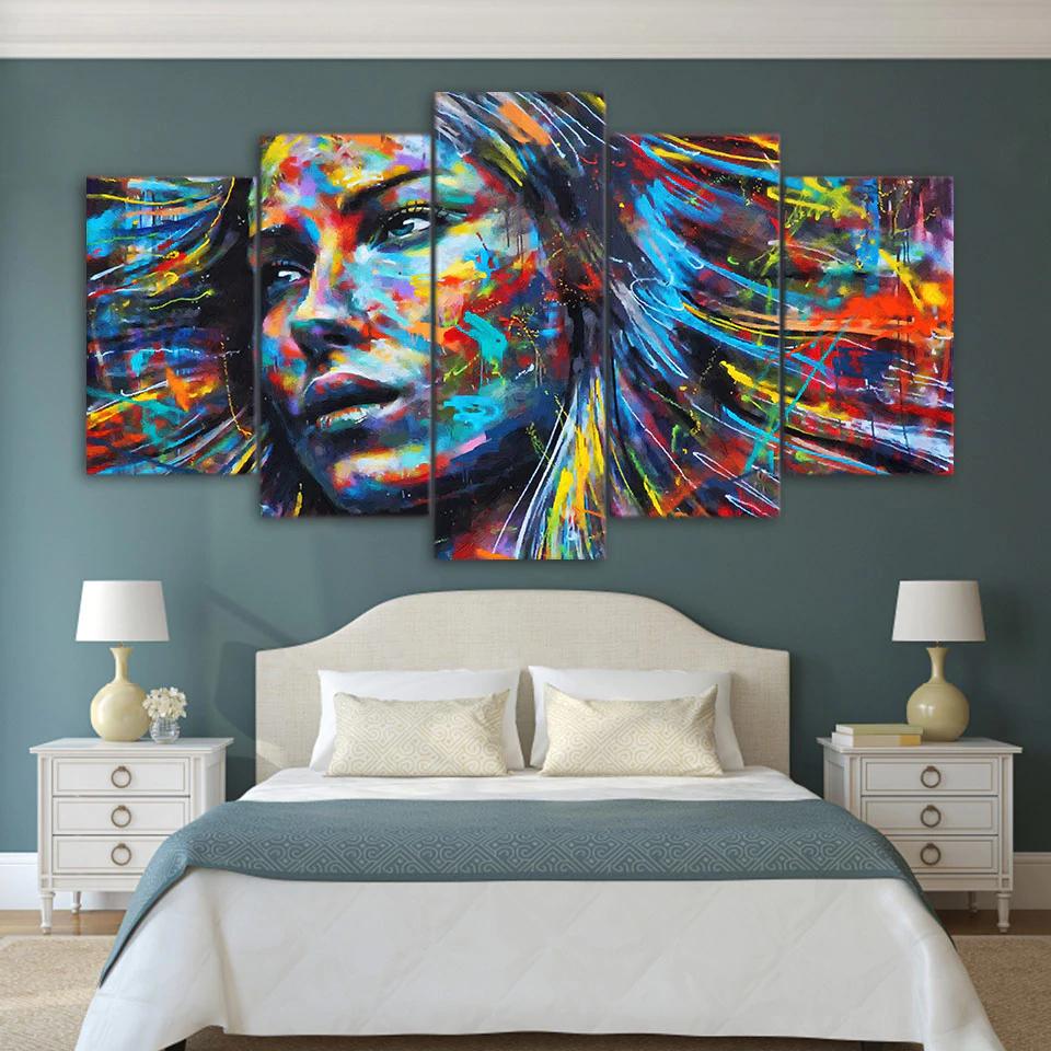 FEMME COLORÉE - Tableau mural sur toile imprimée - wallartcorner.co.uk