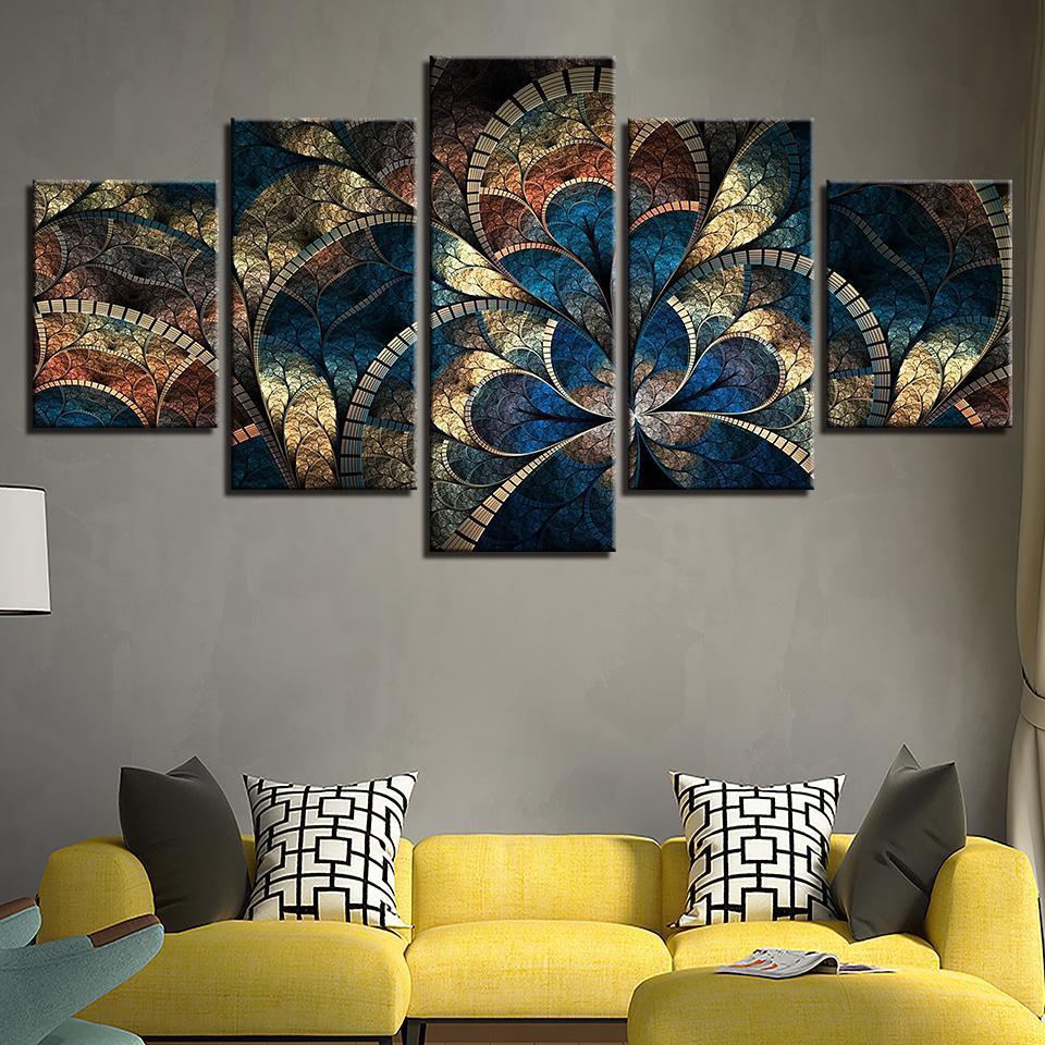 FLEURS ABSTRAITES - Tableau mural sur toile imprimée - wallartcorner.co.uk