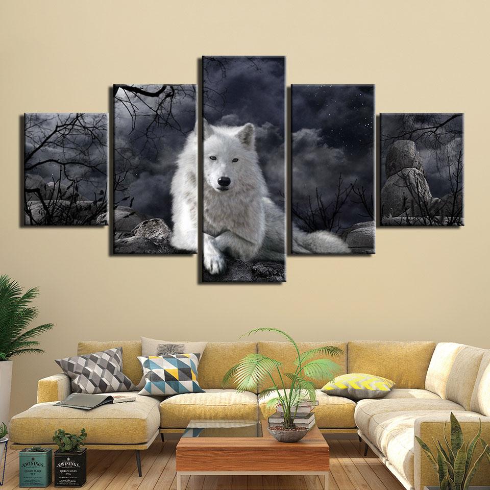 LOUP BLANC - Tableau mural sur toile imprimée - wallartcorner.co.uk