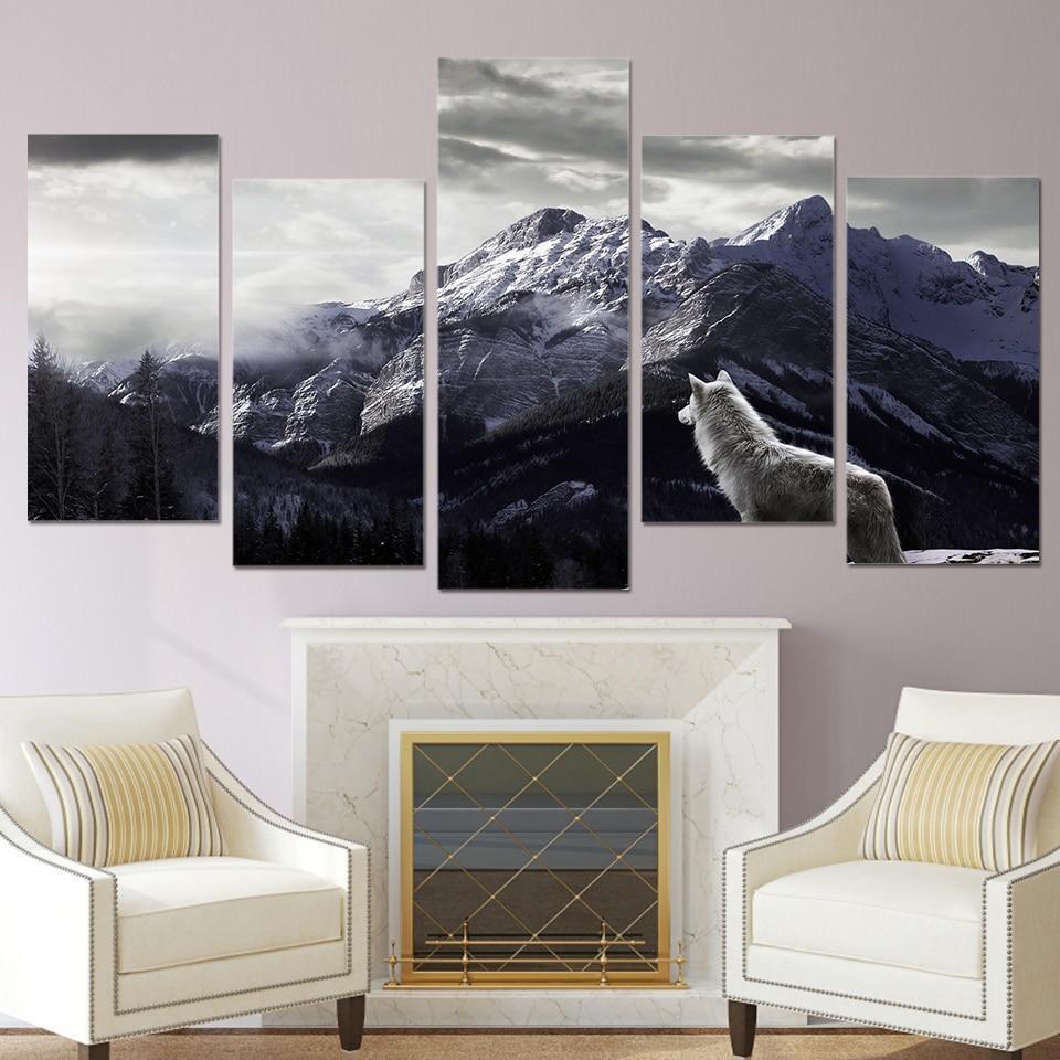 LOUP DES MONTAGNES - Tableau mural sur toile imprimée - wallartcorner.co.uk