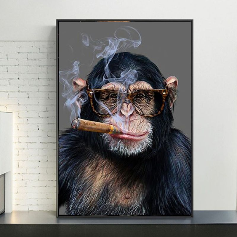 tableau singe qui fume
