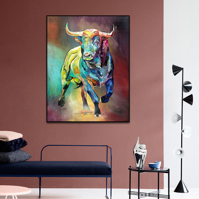 Tableau Taureau Multicolore cadre