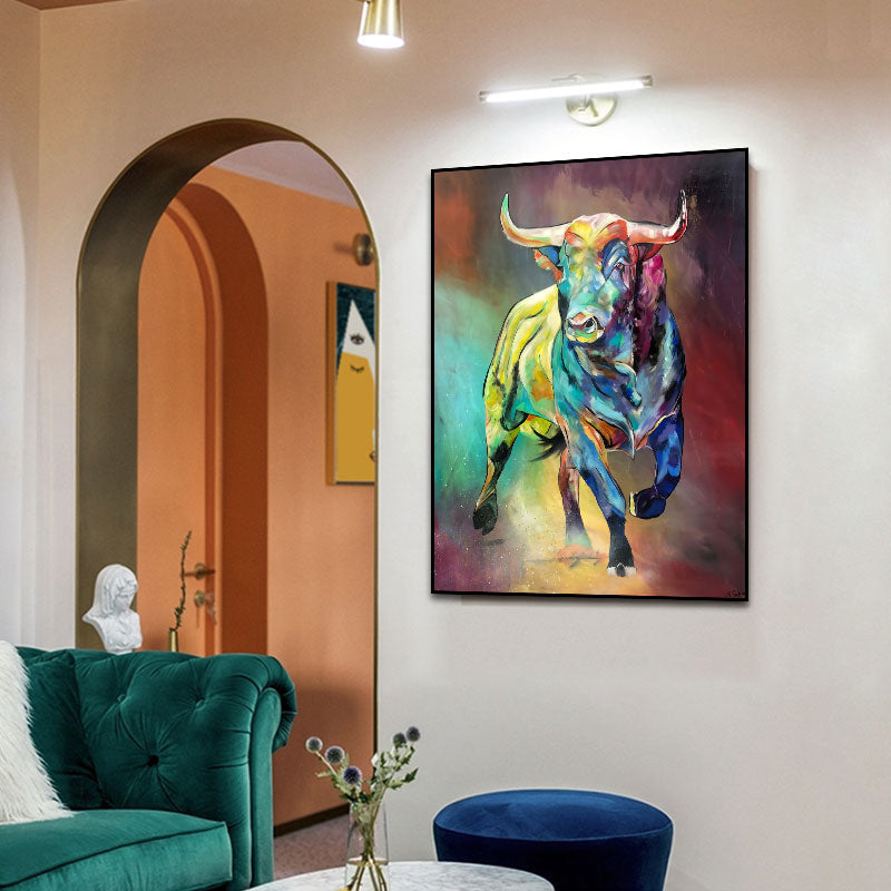Tableau Taureau Multicolore côté