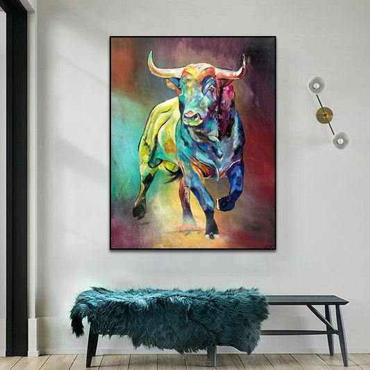 Tableau Taureau Multicolore