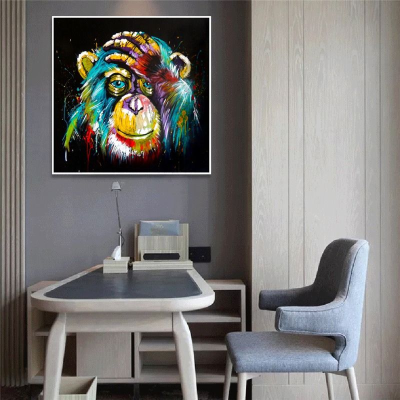 tableau tête de singe cadre salon