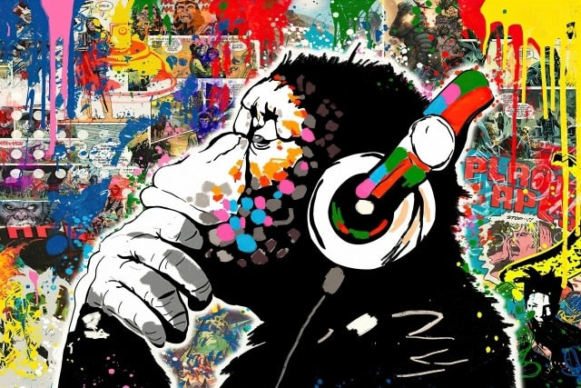 The Street Art Monkey Wall Art Canvas Print