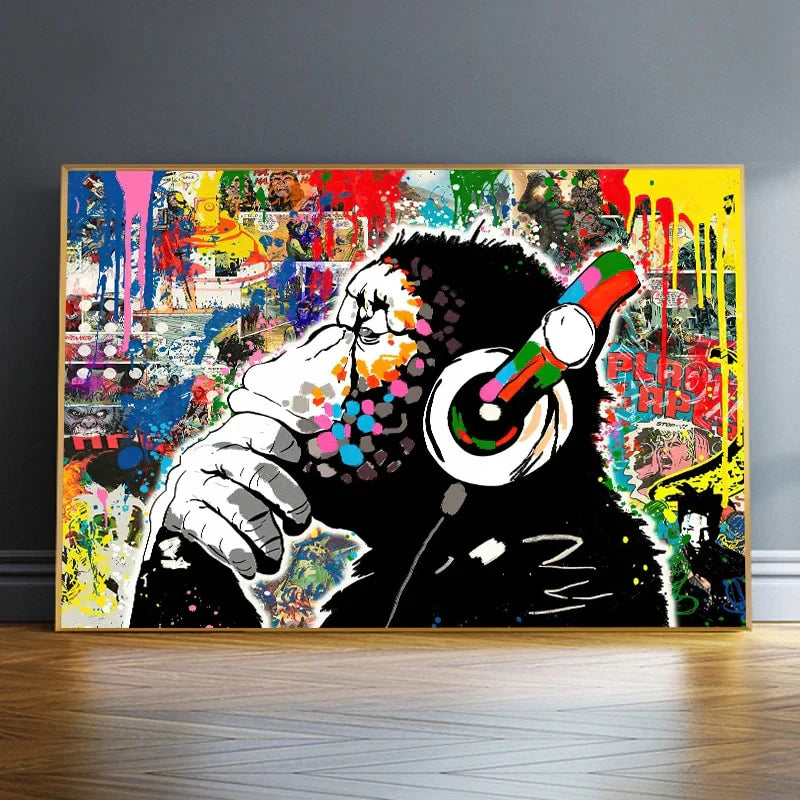 The Street Art Monkey Wall Art Canvas Print