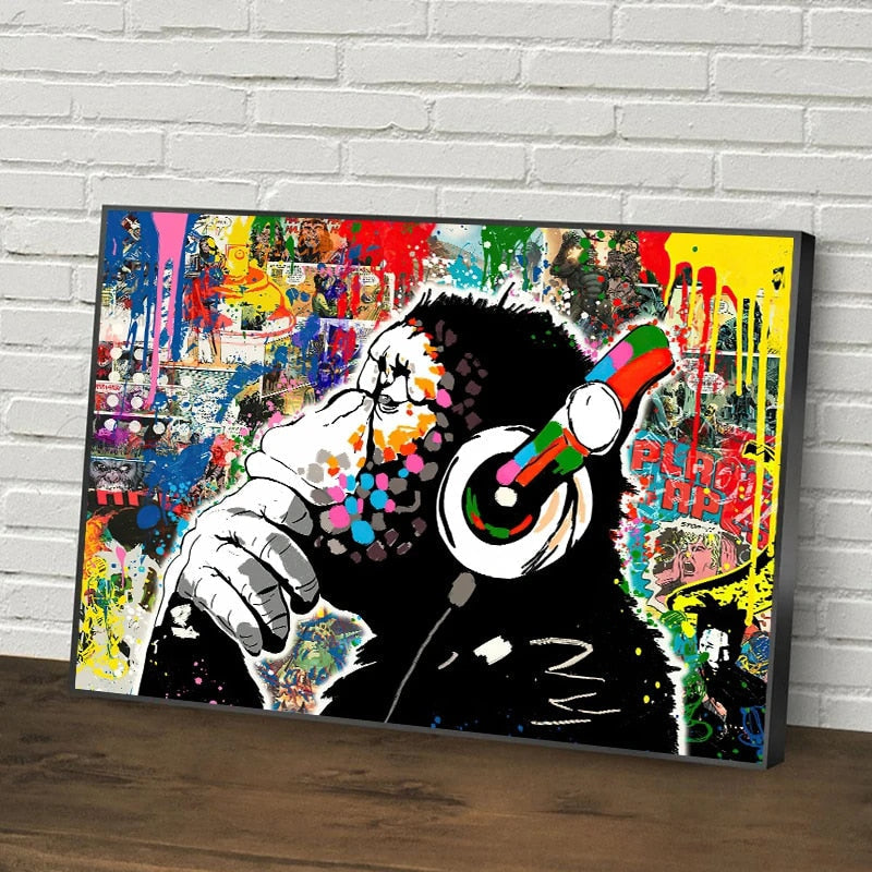 The Street Art Monkey Wall Art Canvas Print
