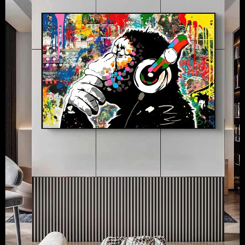 The Street Art Monkey Wall Art Canvas Print