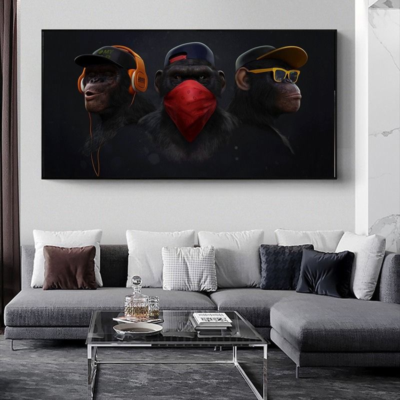 Three Hip Hop Monkeys Wall Art Canvas Print