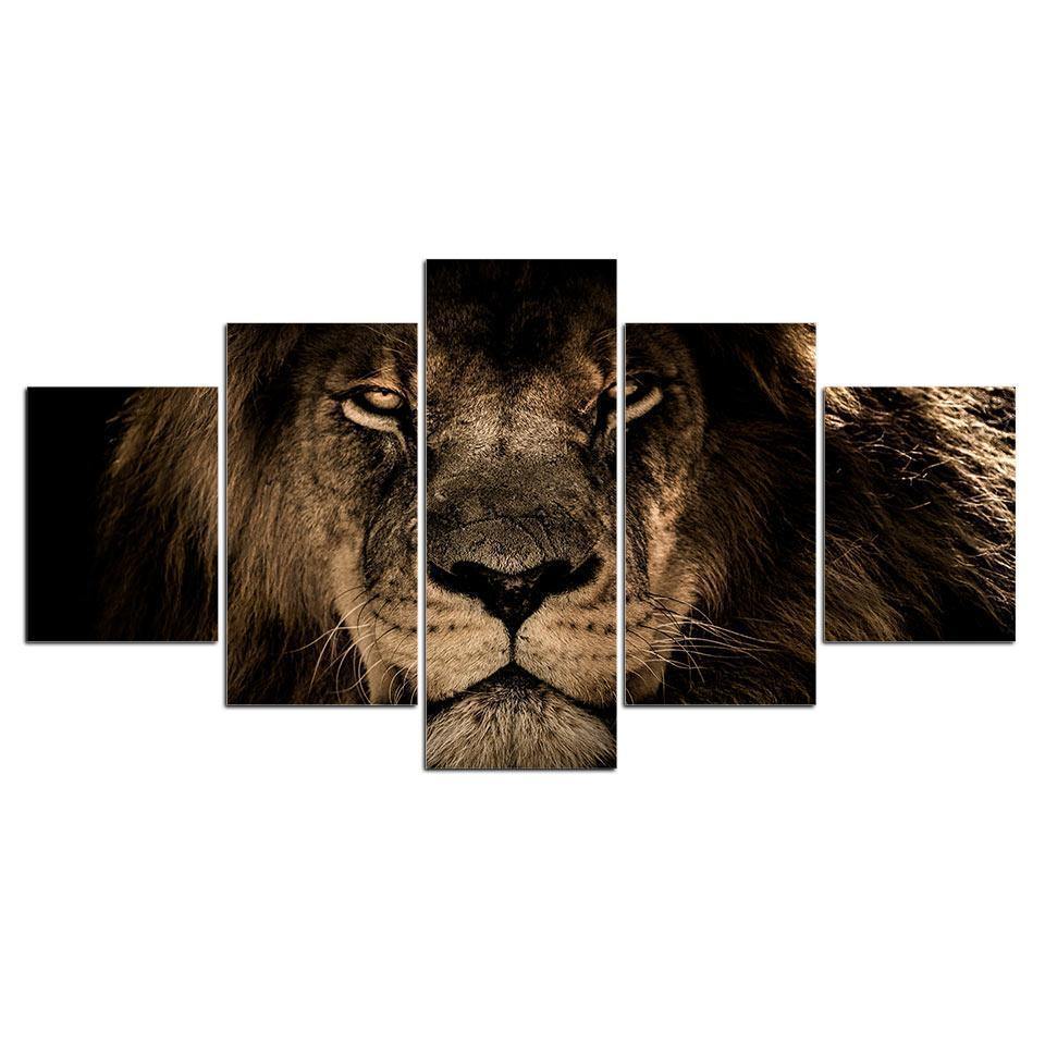 Wild Beast Lion Head Portrait Canvas Print
