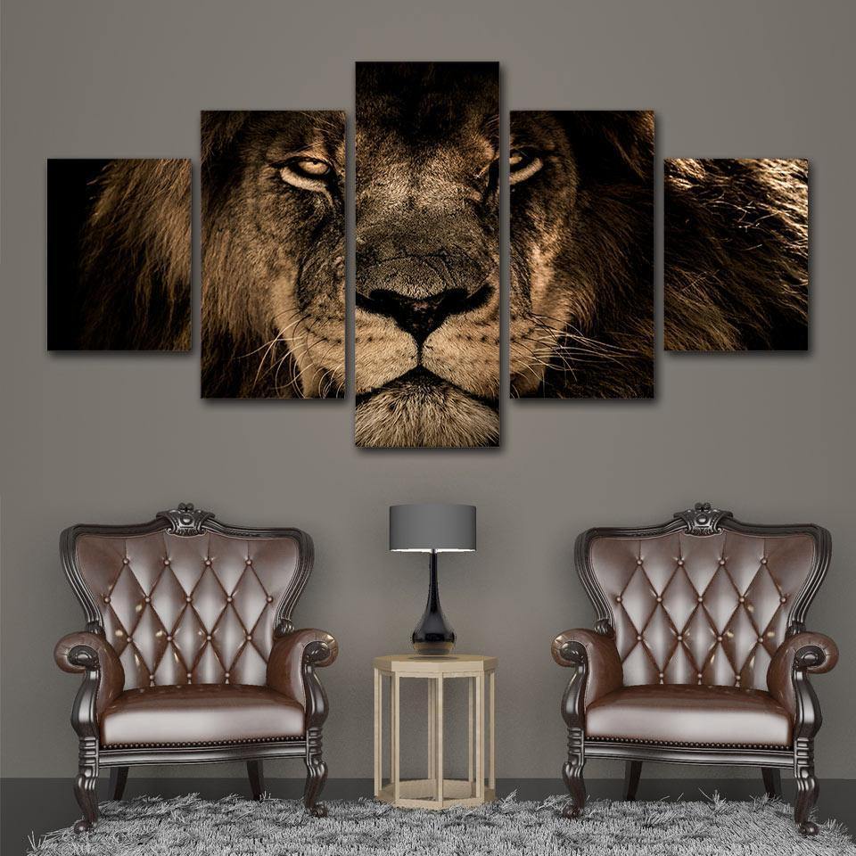 Wild Beast Lion Head Portrait Canvas Print