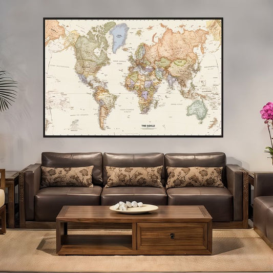 World Map with Country Canvas Print